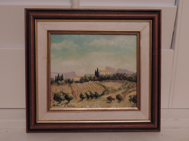 Contemporary French Artist Oil on Board Provence Landscape Painting Signed Hubert Coulon
