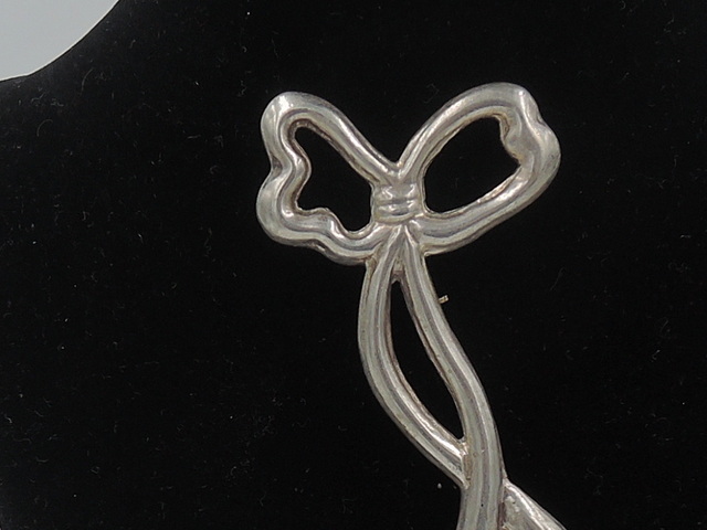 Vintage Sterling Silver 925 Bow Ribbon Pin Brooch