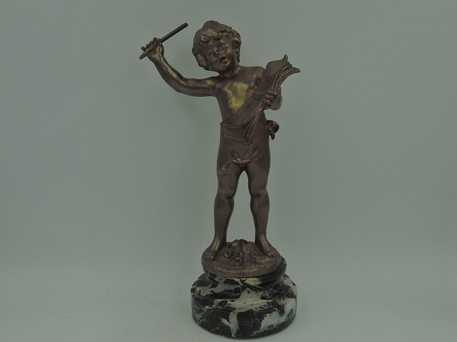 Auguste Moreau Bronze Statue Musical Boy Conductor Cherub Signed