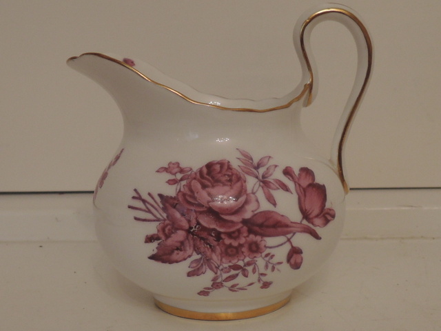 Vintage Royal Chelsea Purple Roses Gilt Creamer Fine Bone China