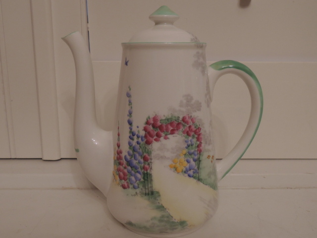 Vintage Shelley Archway Of Roses Teapot/Coffee Pot Green Trim Gorgeous!