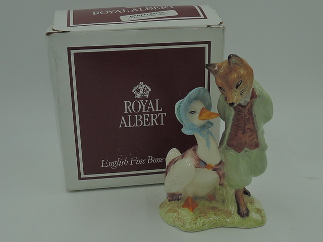 Royal Albert Beatrix Potter Jemima Puddleduck Foxy Gentleman Figurine Box