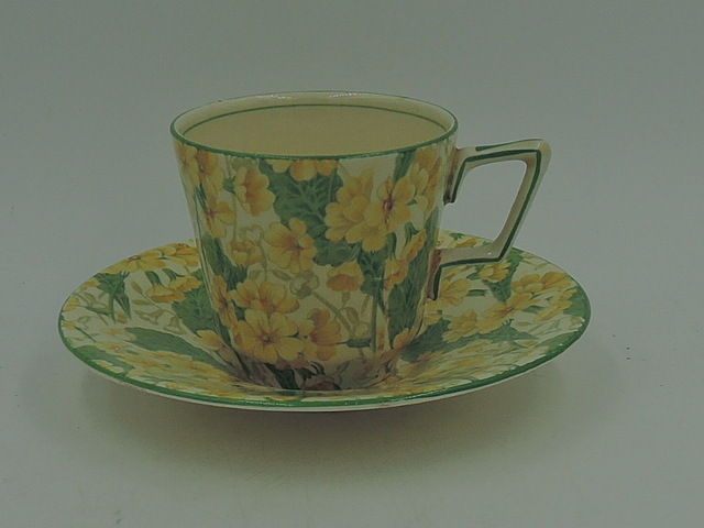 Rare! Vintage Crown Ducal Chintz Primula Primrose Petite Cup & Saucer