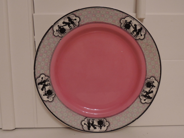Vintage English Pink & Black Silhouette 8" Plate
