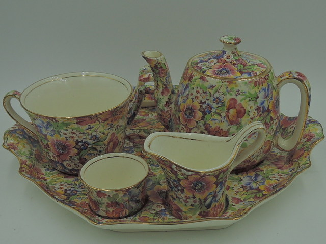 Vintage Royal Winton Chintz Sunshine Breakfast Set Teapot Tea For One