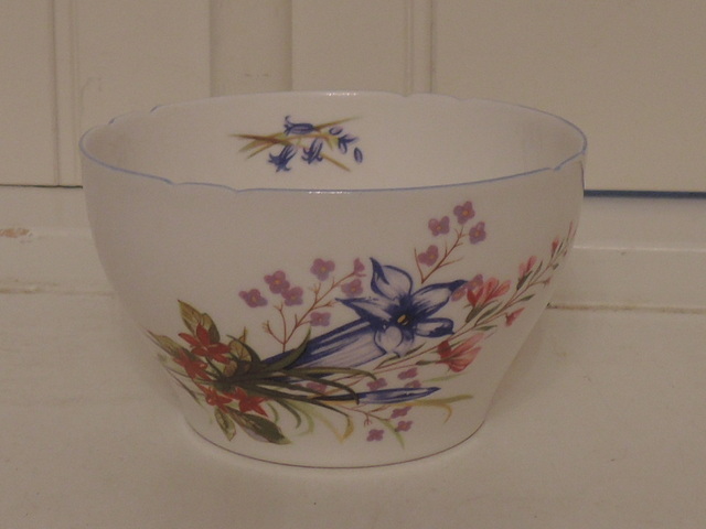 Vintage Shelley Wild Flowers Sugar Bowl/Cup Blue Fine Bone China