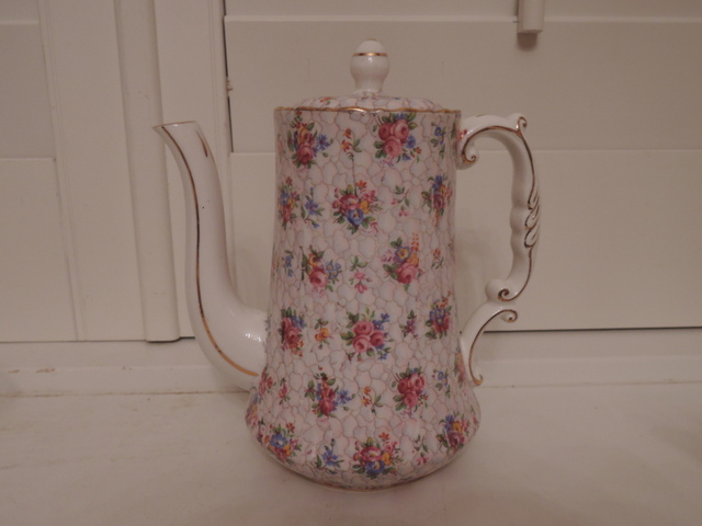 Gorgeous Vintage Hammersley Chintz Coffee Pot/Teapot Pink Roses