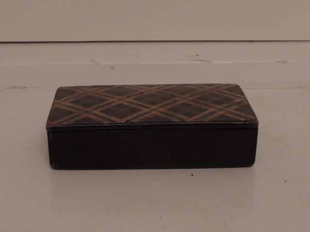 Antique Scottish Tartan Tartanware Plaid Box Blackwatch 19th C.