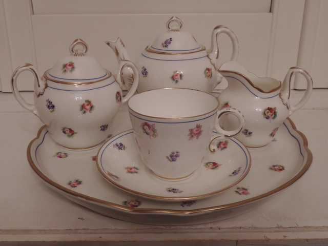 Antique Copeland Spode Breakfast Tea Set C. 1860-1875 Roses Pansies Teapot