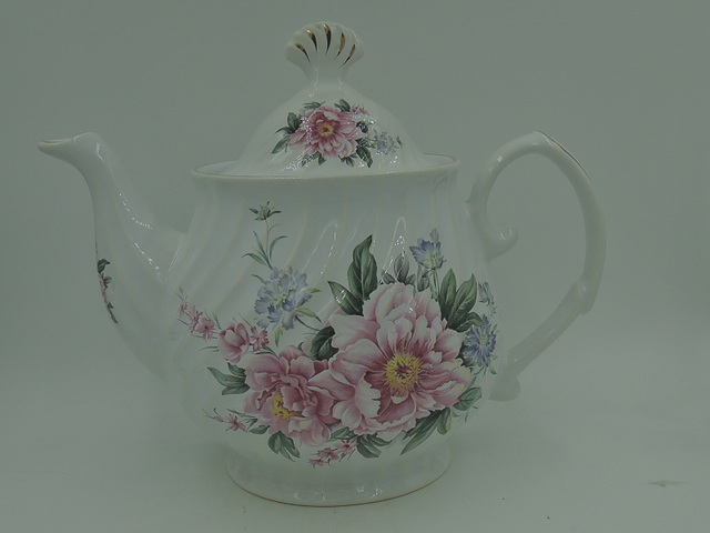 Vintage Royal Cauldon Bridal Teapot Pink Peonies 6 Cups