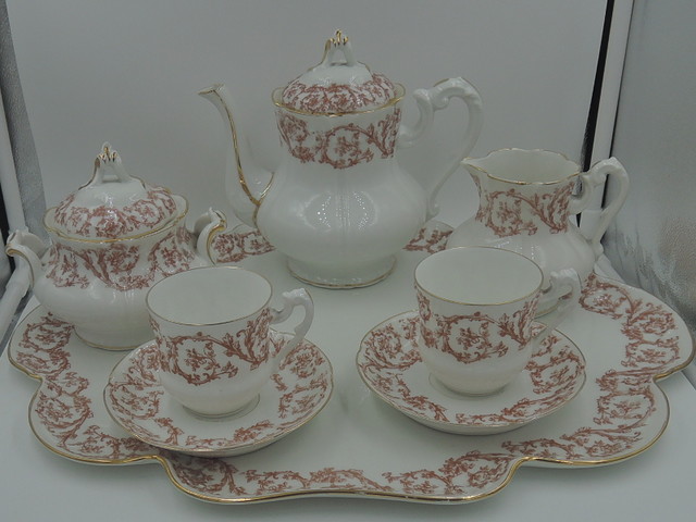 Antique R. Delinieres D&Co. Porcelain Limoges Tea Set For 2 Teapot Breakfast