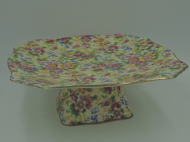 Vintage Royal Winton Chintz Cheadle Compote Cake Plate Serving Dish