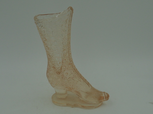 Antique Victorian Pressed Amber Glass Boot Vase Bouquet Holder Findlay 1880's