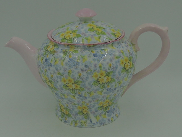 Rare! Shelley Chintz Pink Primrose Teapot 3 Cups Exc. Condition