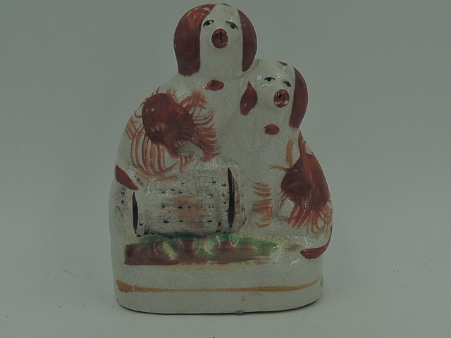 Antique Reproduction Staffordshire Red Spaniel Dog Flat Back Statue Figurine