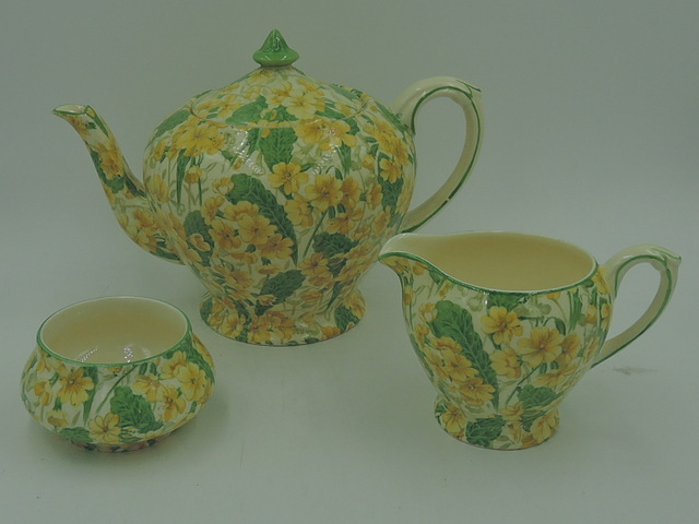 Rare! Vintage Crown Ducal Ware Chintz Primula Primrose Teapot Tea Set
