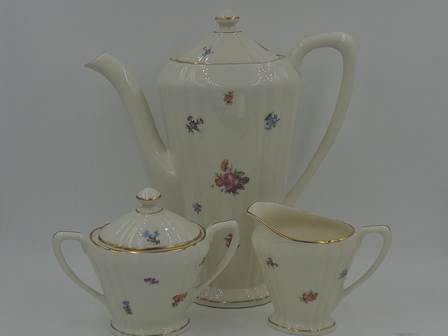 Vintage Pickard Porcelain Floral Chintz Teapot Coffee Pot Tea Set 597 Pink Roses