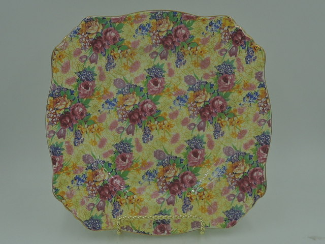 Vintage Royal Winton Chintz Welbeck Square 8" Plate 1950's