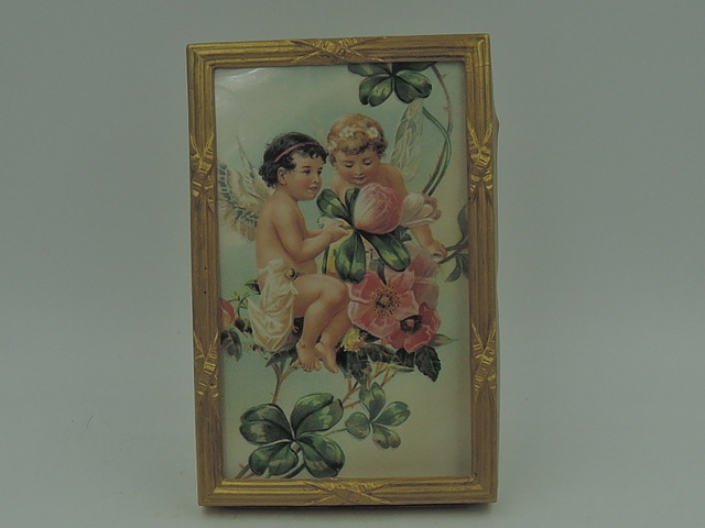 Sweet French Gilt Metal Crossed Ribbon Frame 3" x 5" Photo Picture