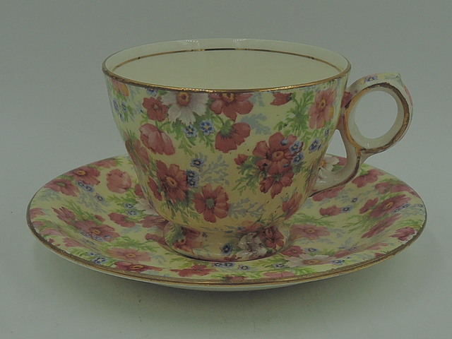 Vintage Royal Winton Chintz Shrewsbury Cup & Saucer Teacup Raleigh Shape 1952