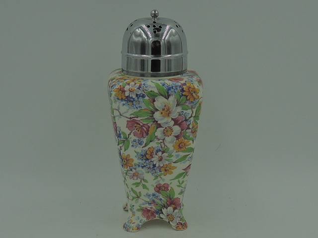 Vintage Midwinter Chintz Coral Footed Sugar Shaker