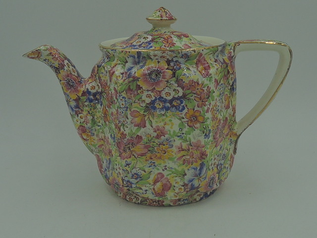 Vintage Royal Winton Chintz Sunshine Teapot Rare Shape