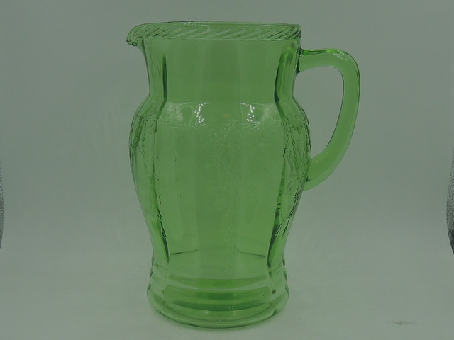 Beautiful Green Depression Glass Cameo Ballerina Pitcher