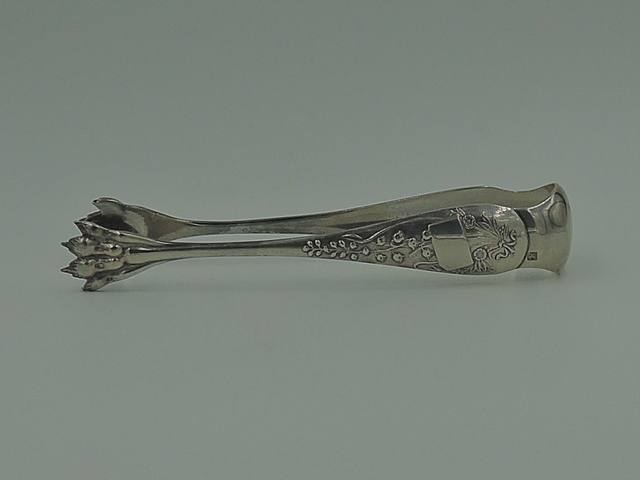 Antique Large French Silverplate Lion's Claw Sugar Tongs Ice Elegant Silver Plate