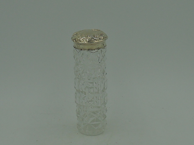 Antique Edwardian Sterling Silver Lid & Cut Glass Ladies Vanity Jar London 1903