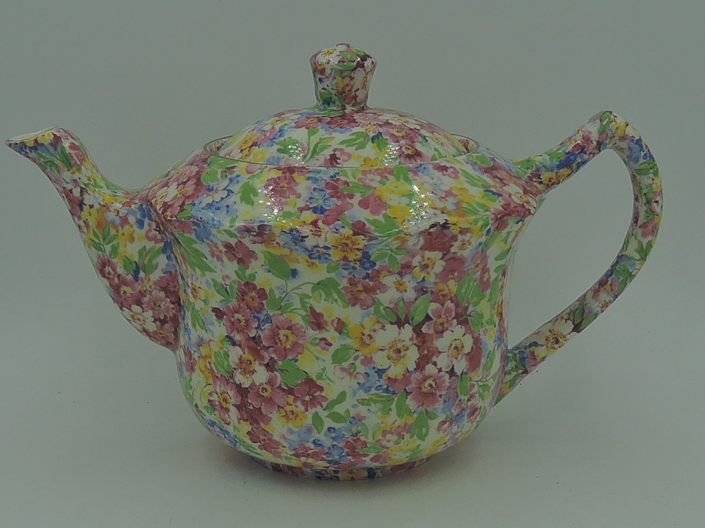 Vintage James Kent Chintz Apple Blossom Granville Teapot Old Mark