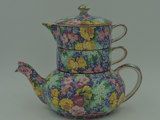 Vintage Royal Winton Chintz Julia Stacked Teapot Stacking Tea For One