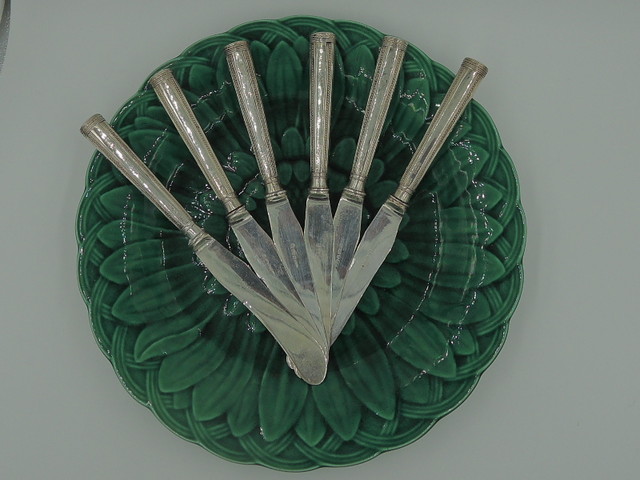Antique English Sterling Silver Handle Set of 6 Tea Knives Sheffield 1915