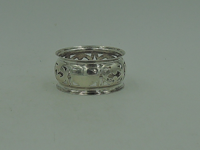 Antique English Reticulated Sterling Silver Napkin Ring Hallmarked 1929