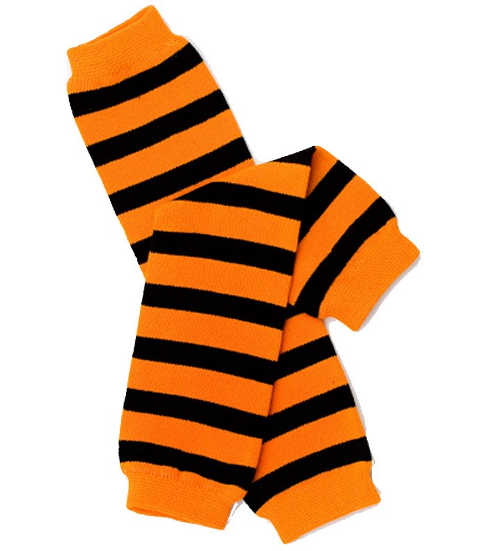 Halloween Black & Orange Stripe Leg Warmers