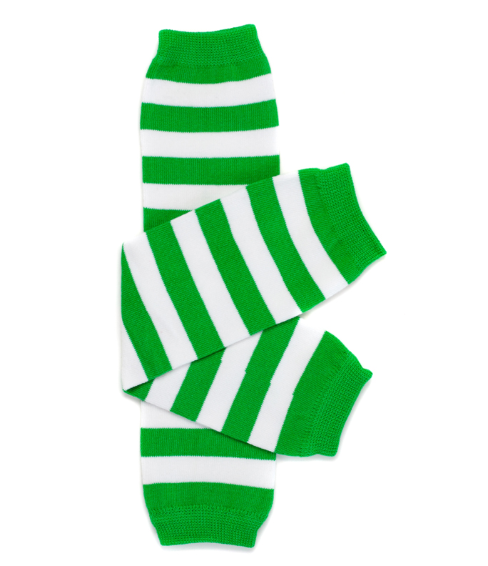 Green & White Striped Leg Warmers