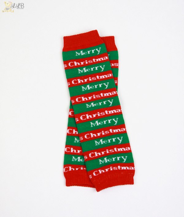 Merry Christmas Stripe Leg Warmers