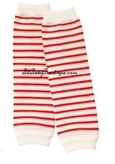 Red Pink & White Stripe Leg Warmers