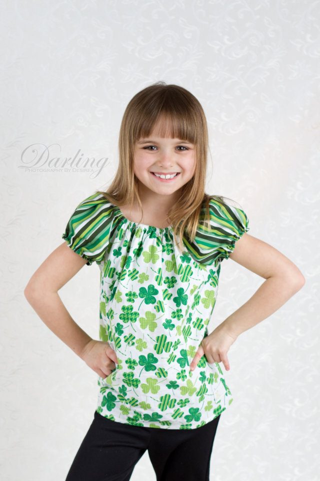 St. Patrick's Day Clover Peasant Top or Dress