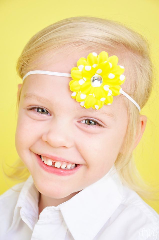 Yellow Polka Dot Flower Headband