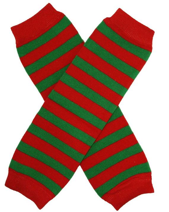 Christmas Green & Red Stripe Leg Warmers